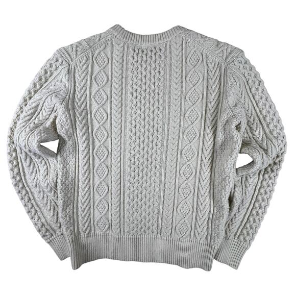 Uniqlo Cream Cable Knit Sweater M | Rory Gilmore Chunky Irish Fisherman Pullover - Picture 4 of 10